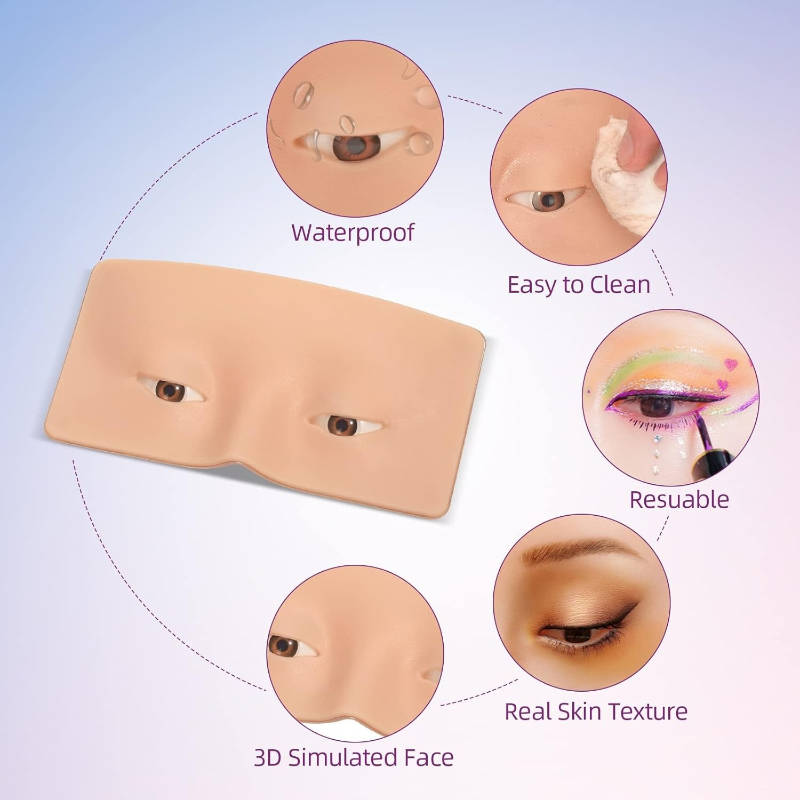 3D Silicone Face Makeup Practi - Eyelash Extension Open Eye 评论和价格